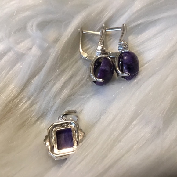 NWOT Vintage Genuine Russian Chariot & Diamond Cut Sapphire Earrings & Pendan - Picture 9 of 12